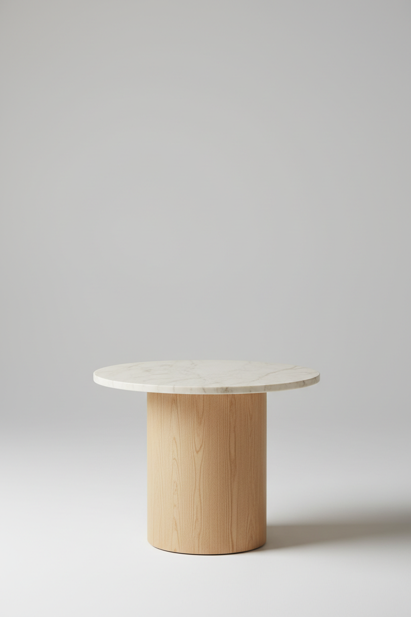 Side Accent Table in Ivory Marble — Front View