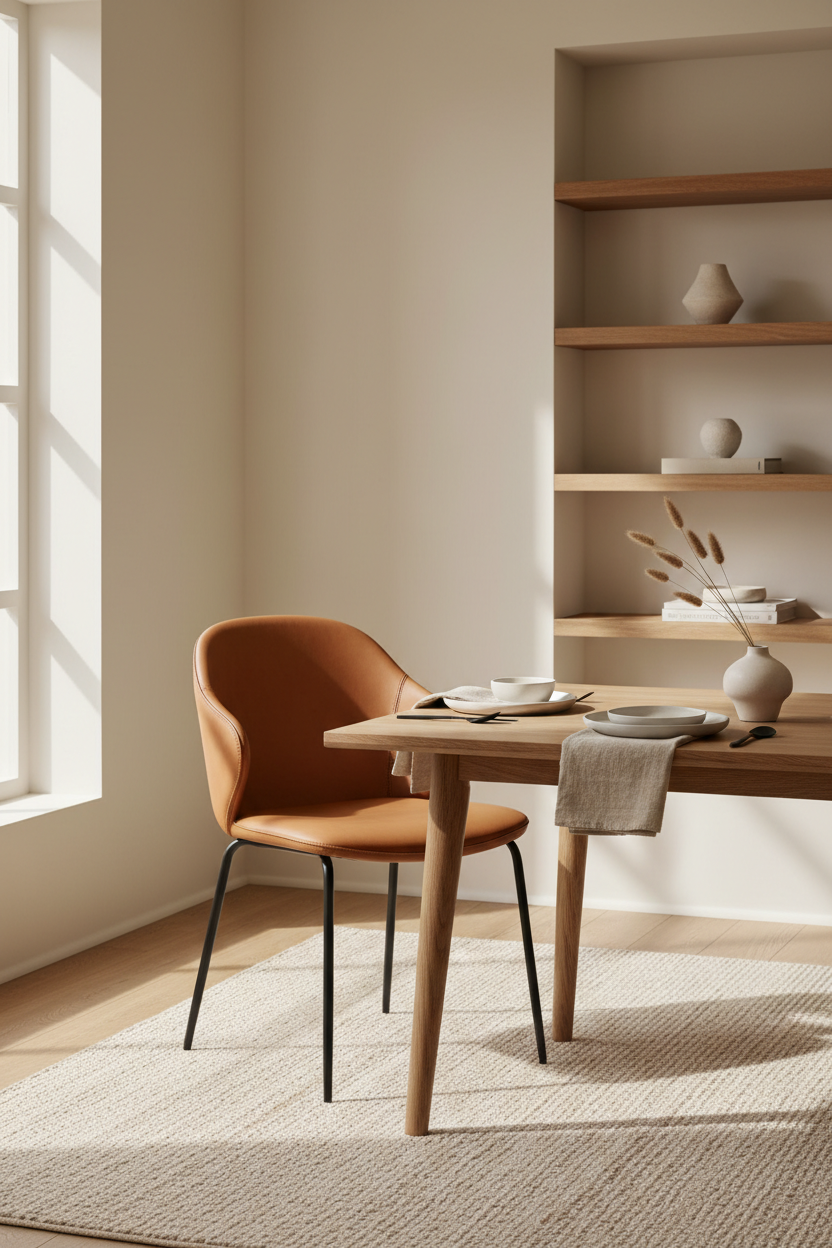 Sculpt Dining Chair in a Japandi dining room lifestyle scene