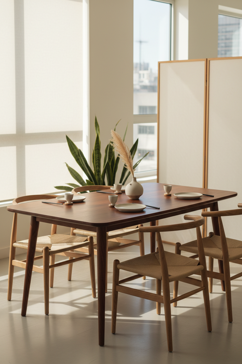 Rectangular Dining Table in Chestnut Brown — Lifestyle Dining Scene