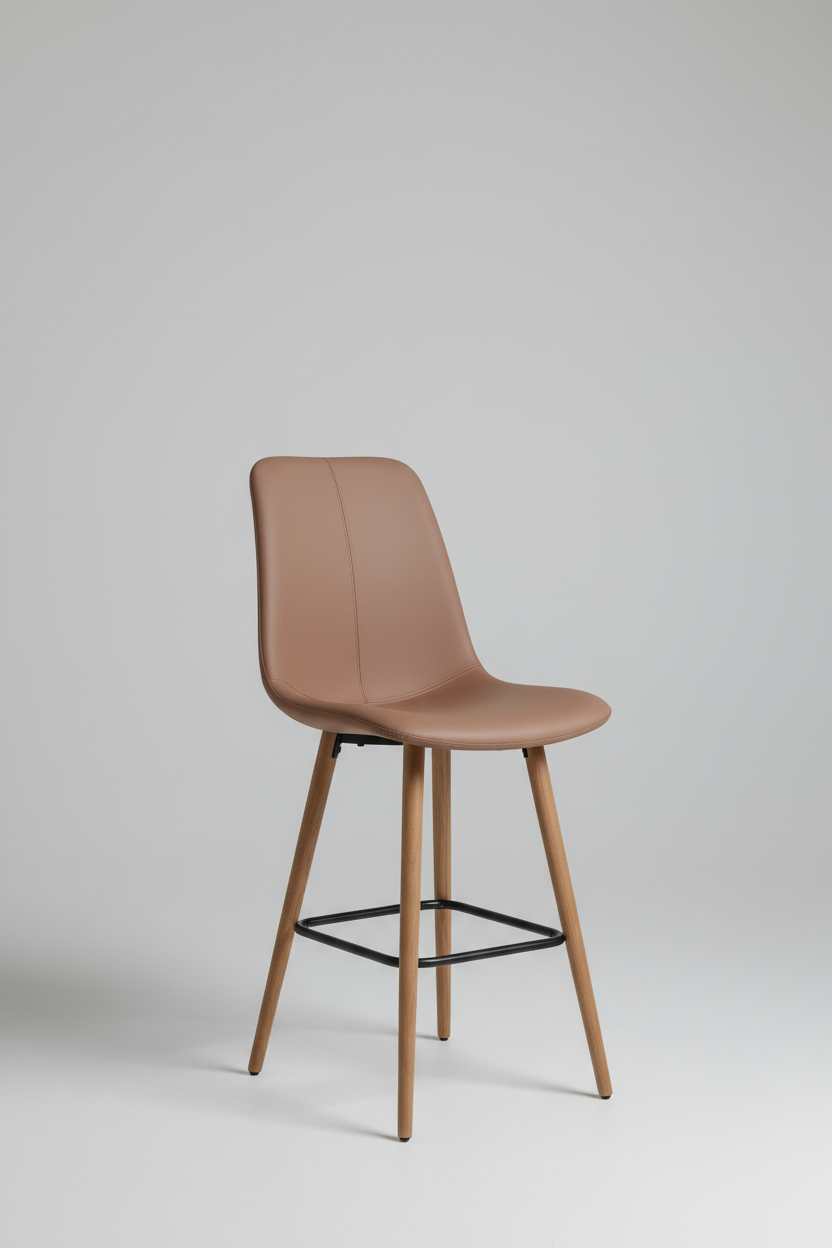 High-back bar chair in soft clay leather, hero shot