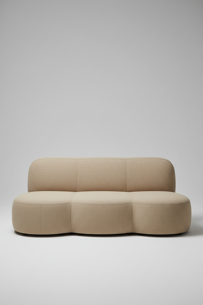 Modular Armless Seat Set in Sand Beige — Front view