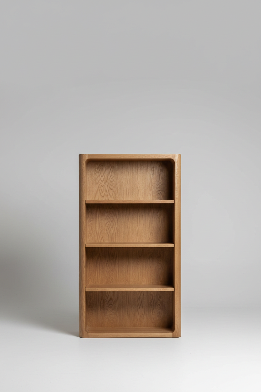 Vertical Wave Shelf in Desert Oak – Premium editorial composition