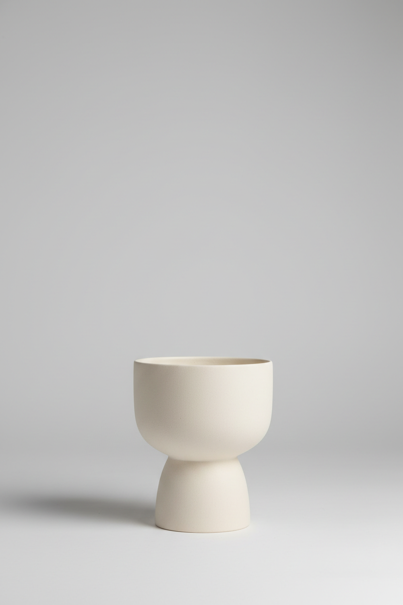 Terra Stone Planter in Ivory Cream – Back view