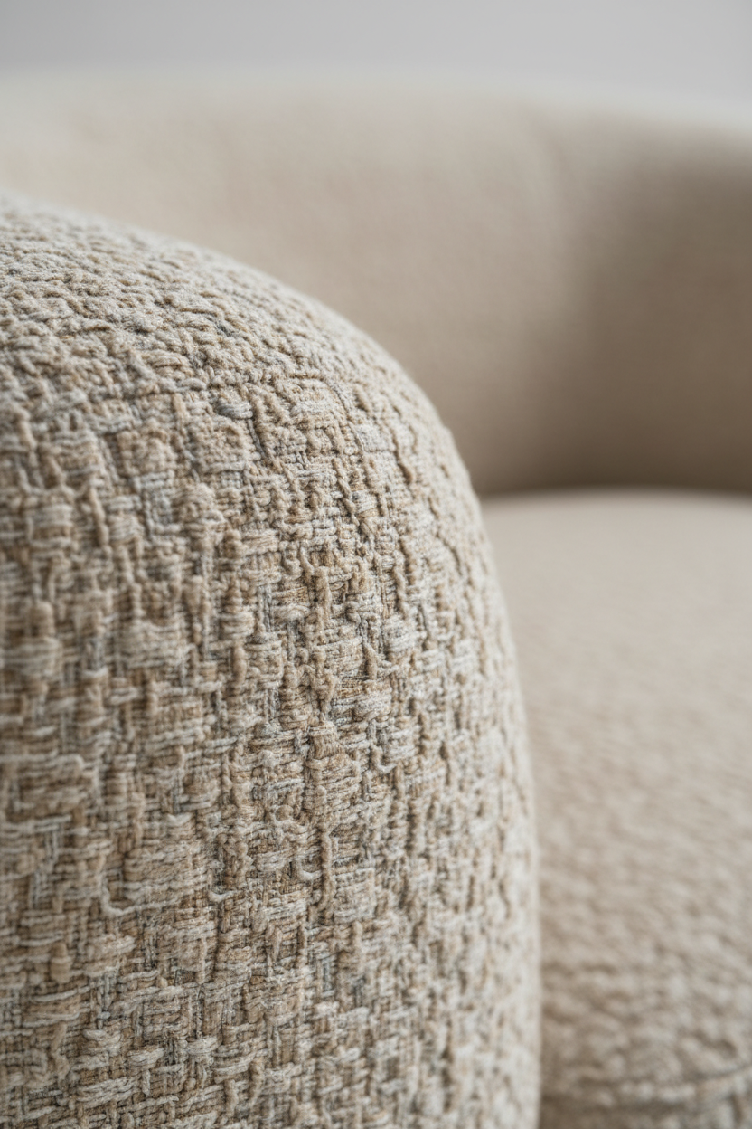 Extreme close-up fabric texture on Modular Sofa in Oat Beige