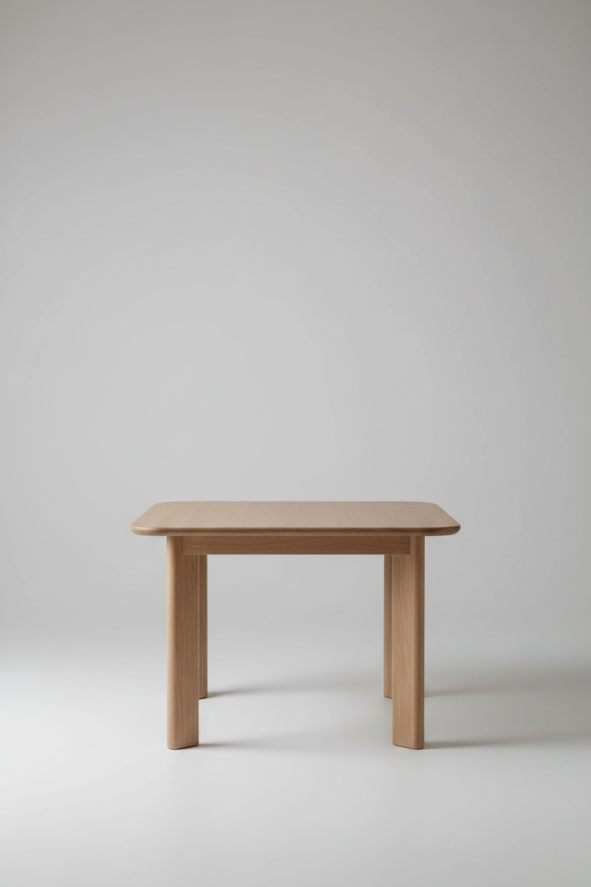 Rectangular Dining Table in Driftwood Beige — Back View