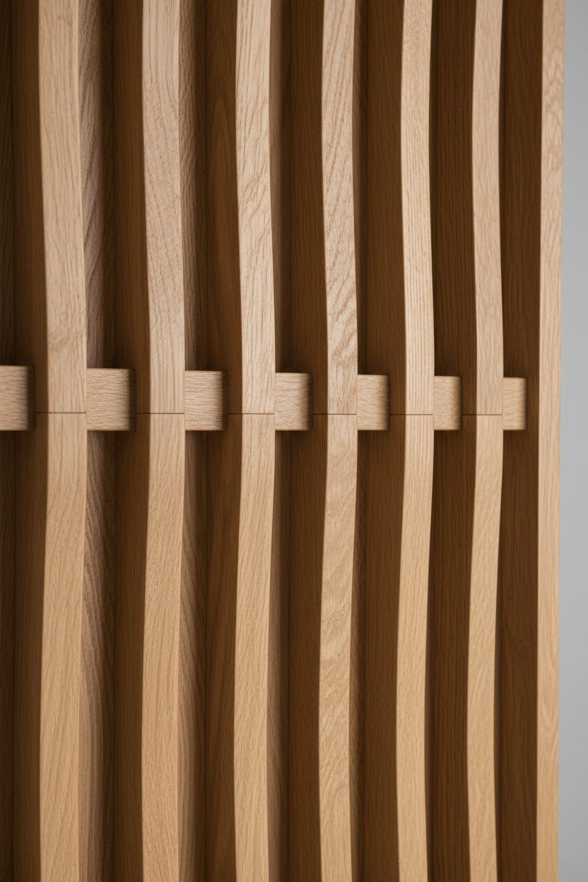 Vertical Wave Shelf – Desert Oak wood grain texture macro shot