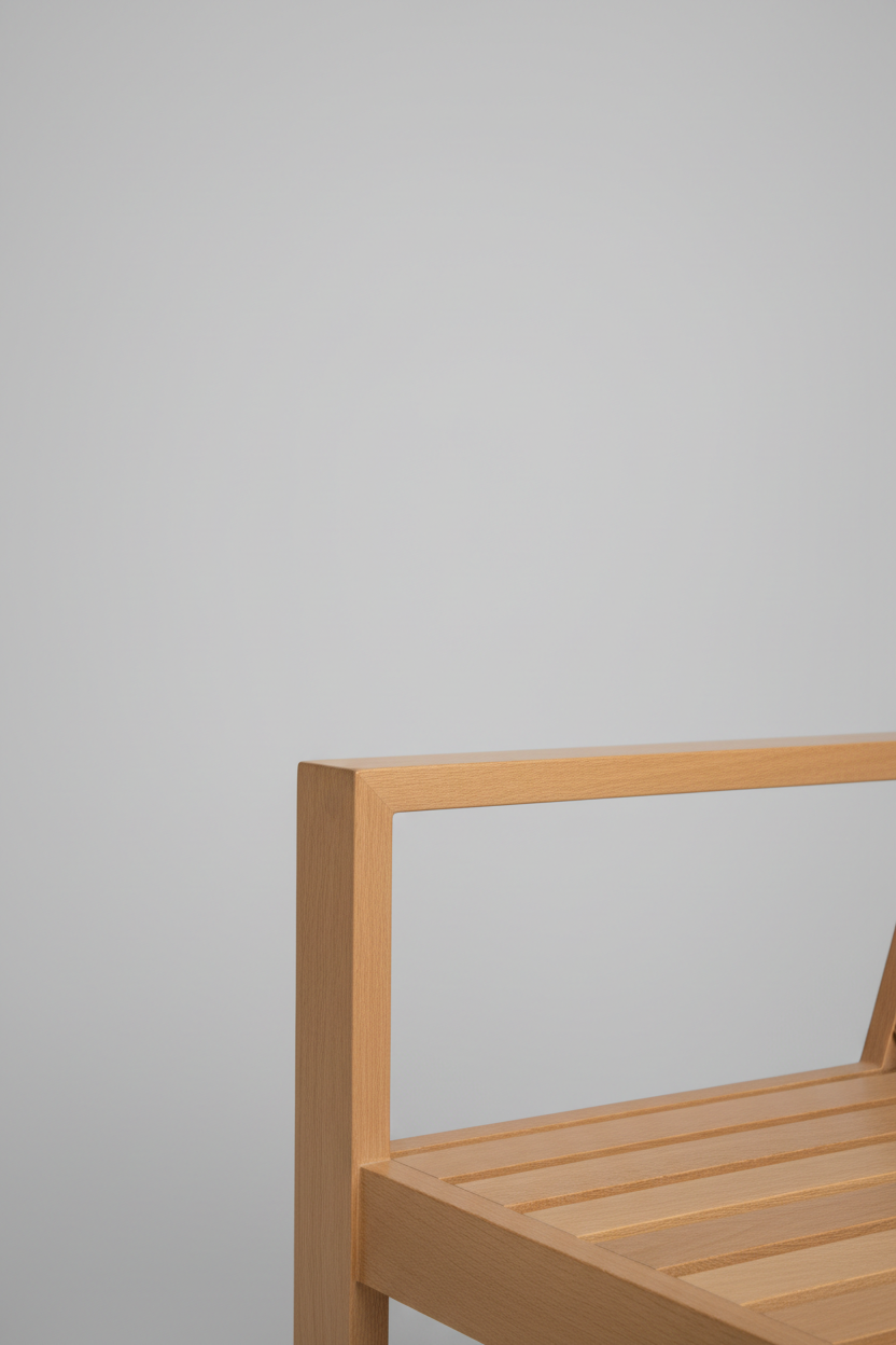 Wooden Lounge Chair in Soft Maple — Corner detail