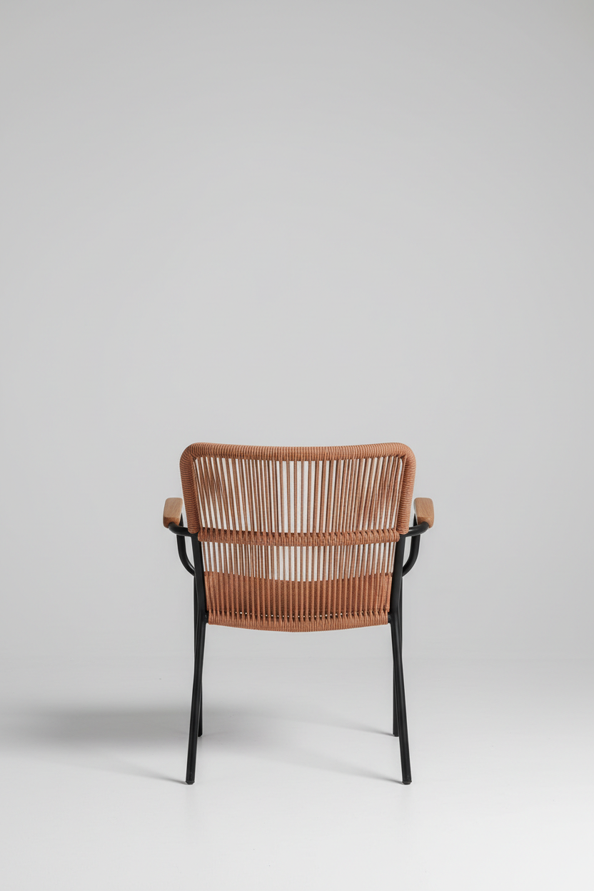 Woven Outdoor Chair in Warm Clay — Back view