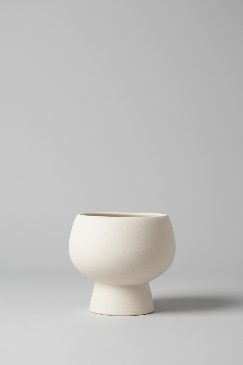 Terra Stone Planter in Ivory Cream – Front view