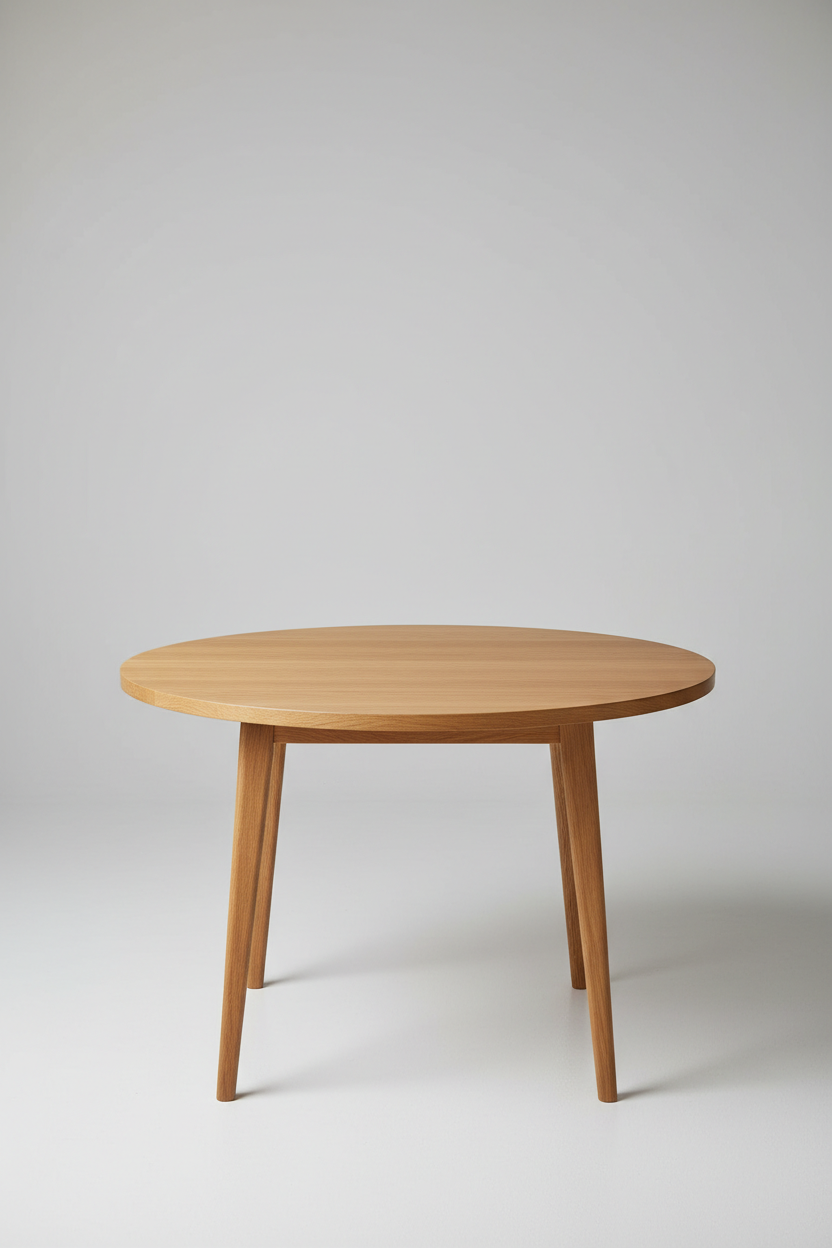 Round Dining Table in Golden Oak — Front View
