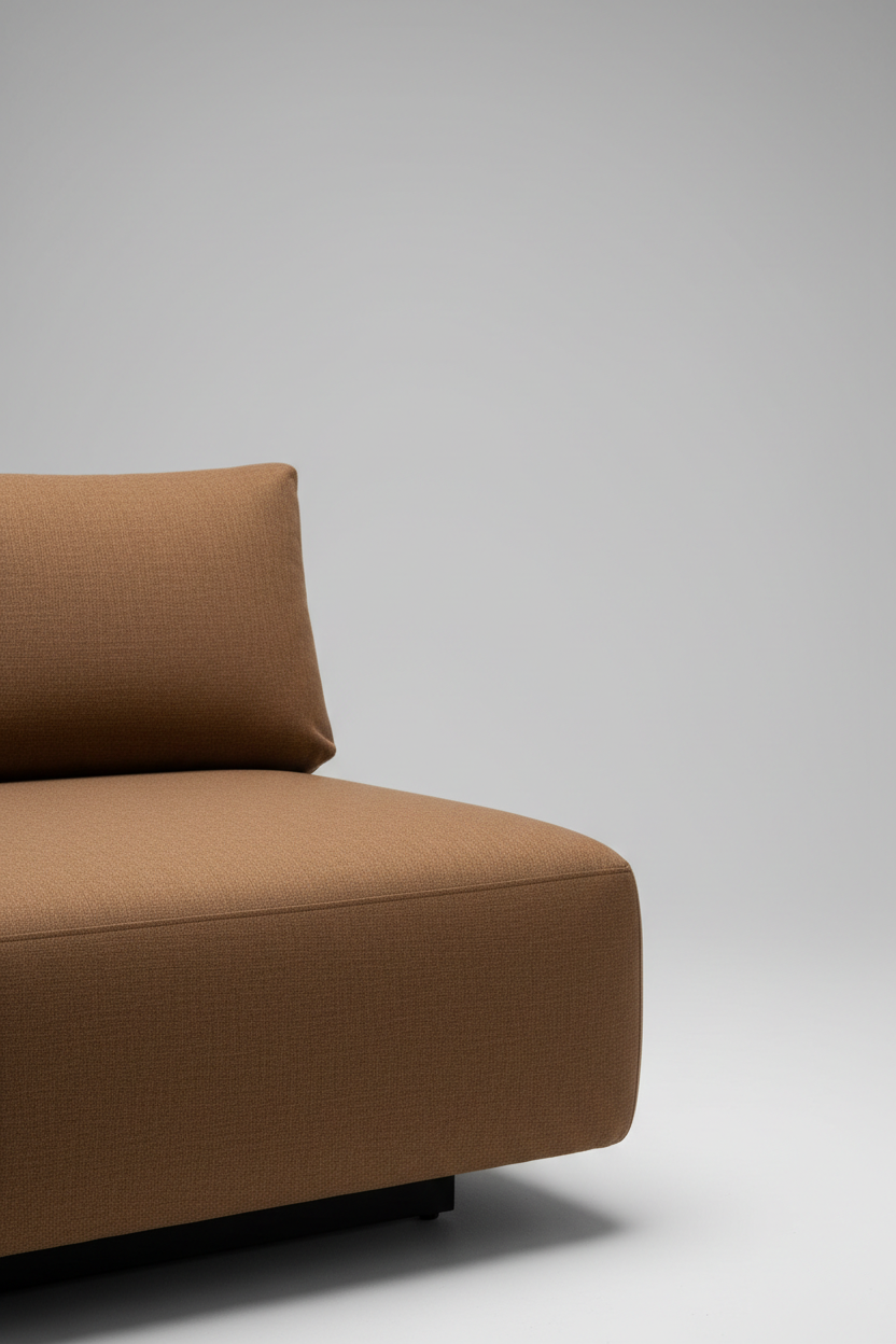 Modular Armless Seat Set in Cocoa Brown — Corner detail