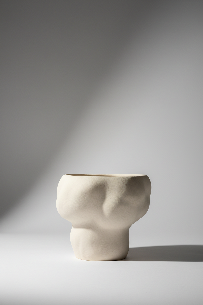 Terra Stone Planter in Ivory Cream – Premium editorial composition