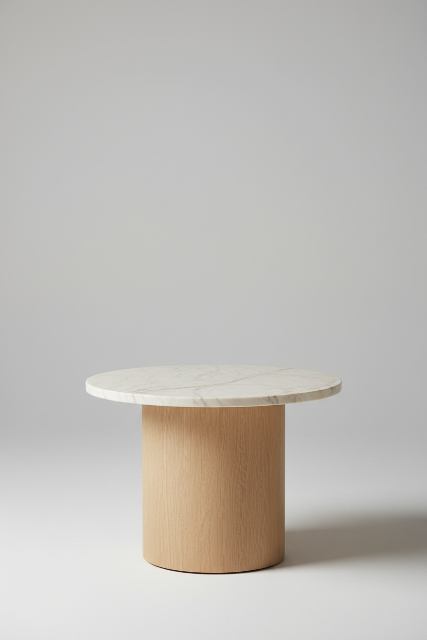 Side Accent Table in Ivory Marble — Premium Composition