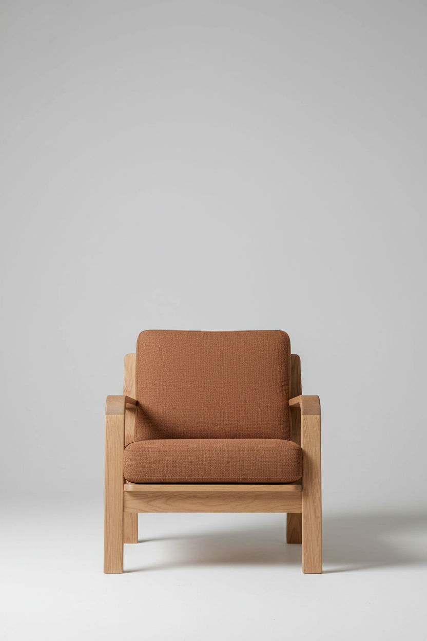Wooden Armchair in Cinnamon Brown — Minimal Setup