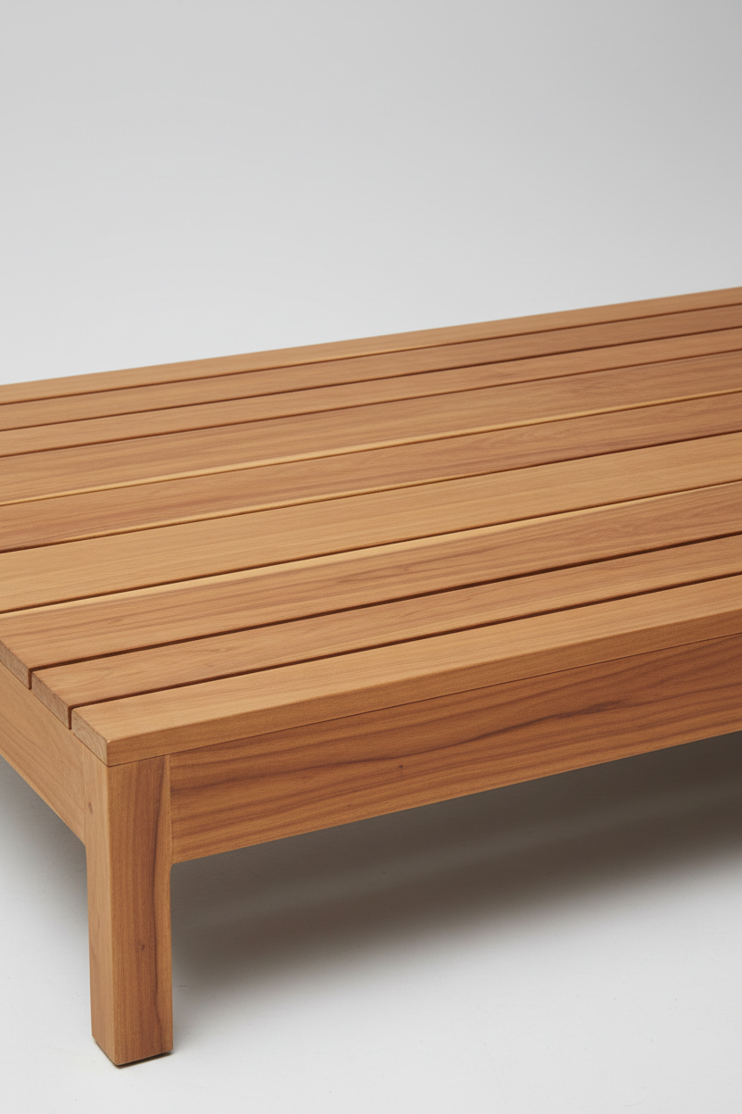 Double Wooden Lounge Base in Natural Teak — Texture shot