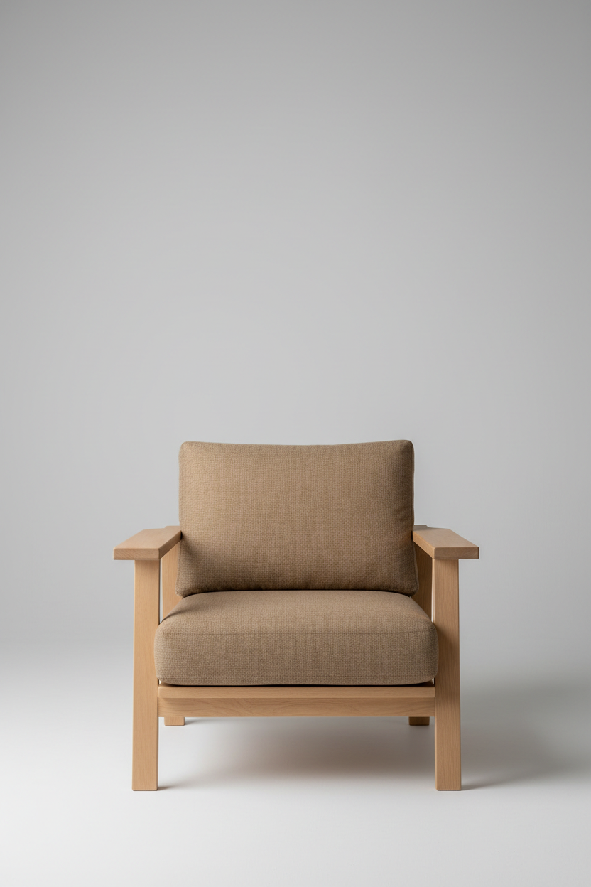 Wooden Armchair in Forest Taupe — Top View