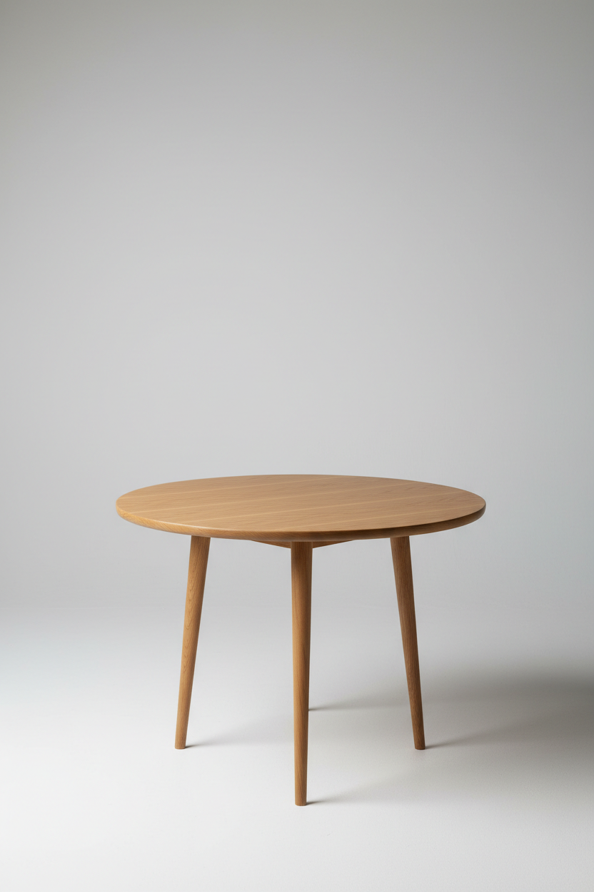 Round Dining Table in Golden Oak — Back View