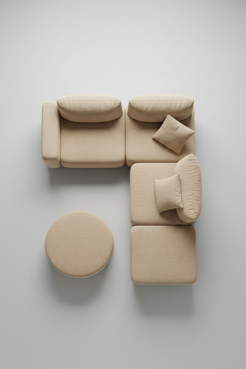 Modular Sofa in Oat Beige, top view