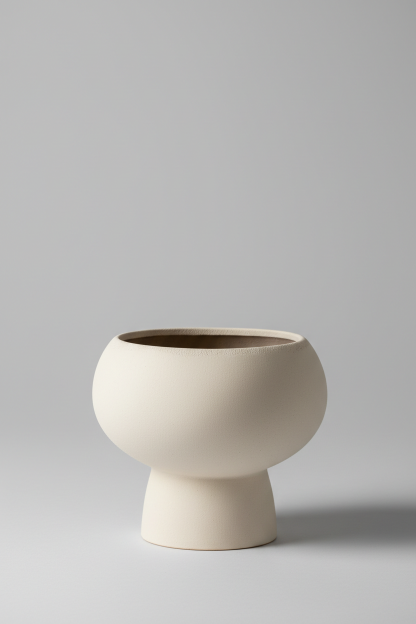 Terra Stone Planter in Ivory Cream – Planter opening and rim detail