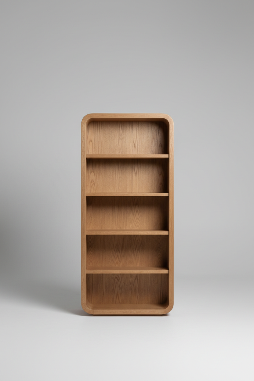 Vertical Wave Shelf in Desert Oak – Front view