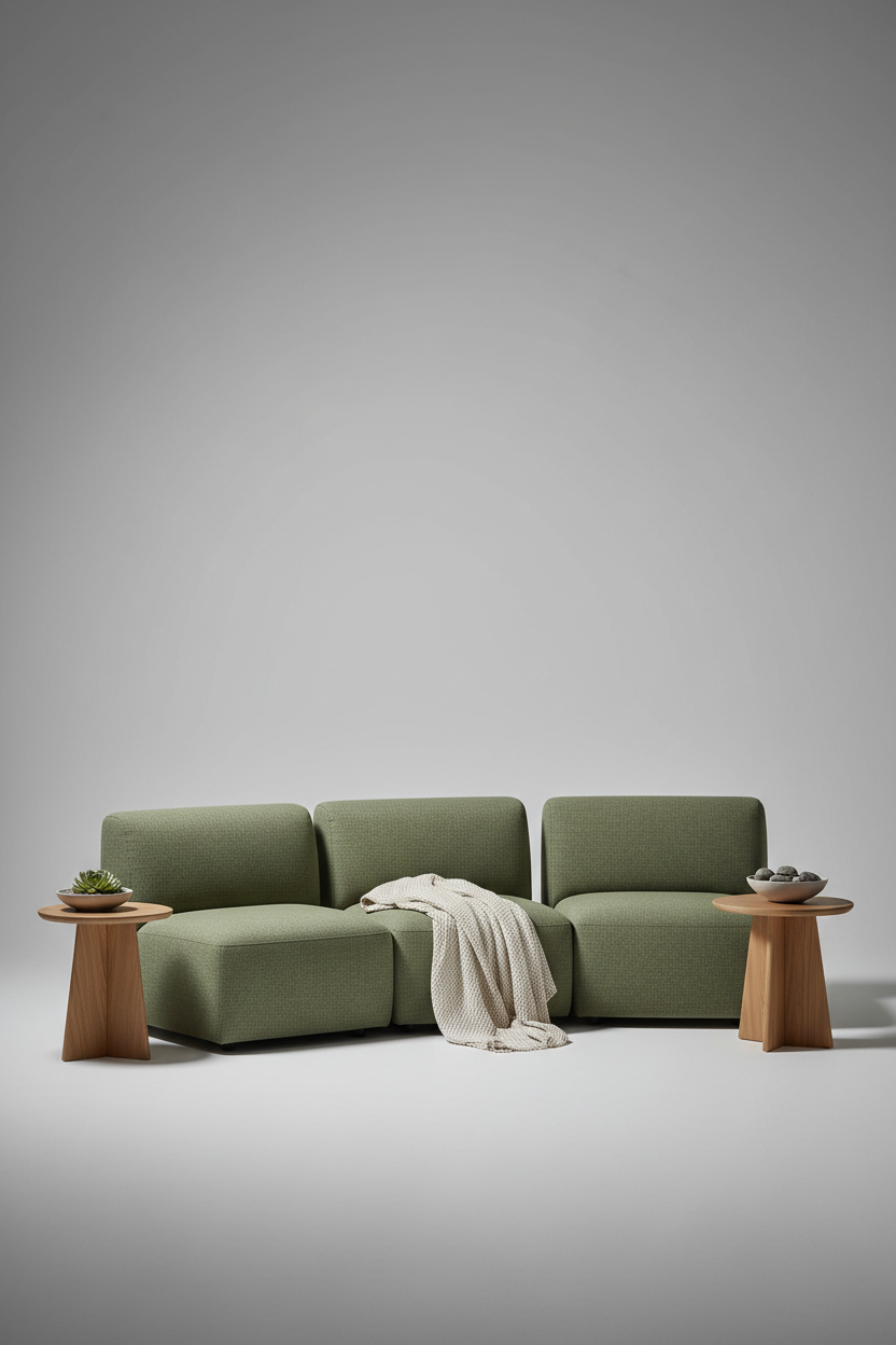 Modular Armless Seat Set in Olive Moss — Lifestyle image