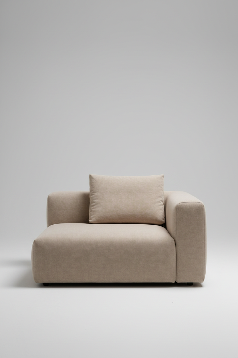 Modular Corner Seat in Desert Beige fabric, front view