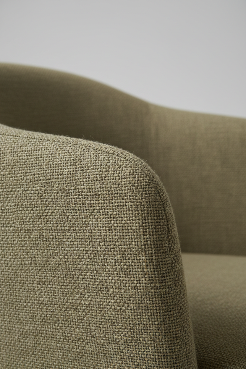 Sculpt Dining Chair Olive Linen fabric texture close-up