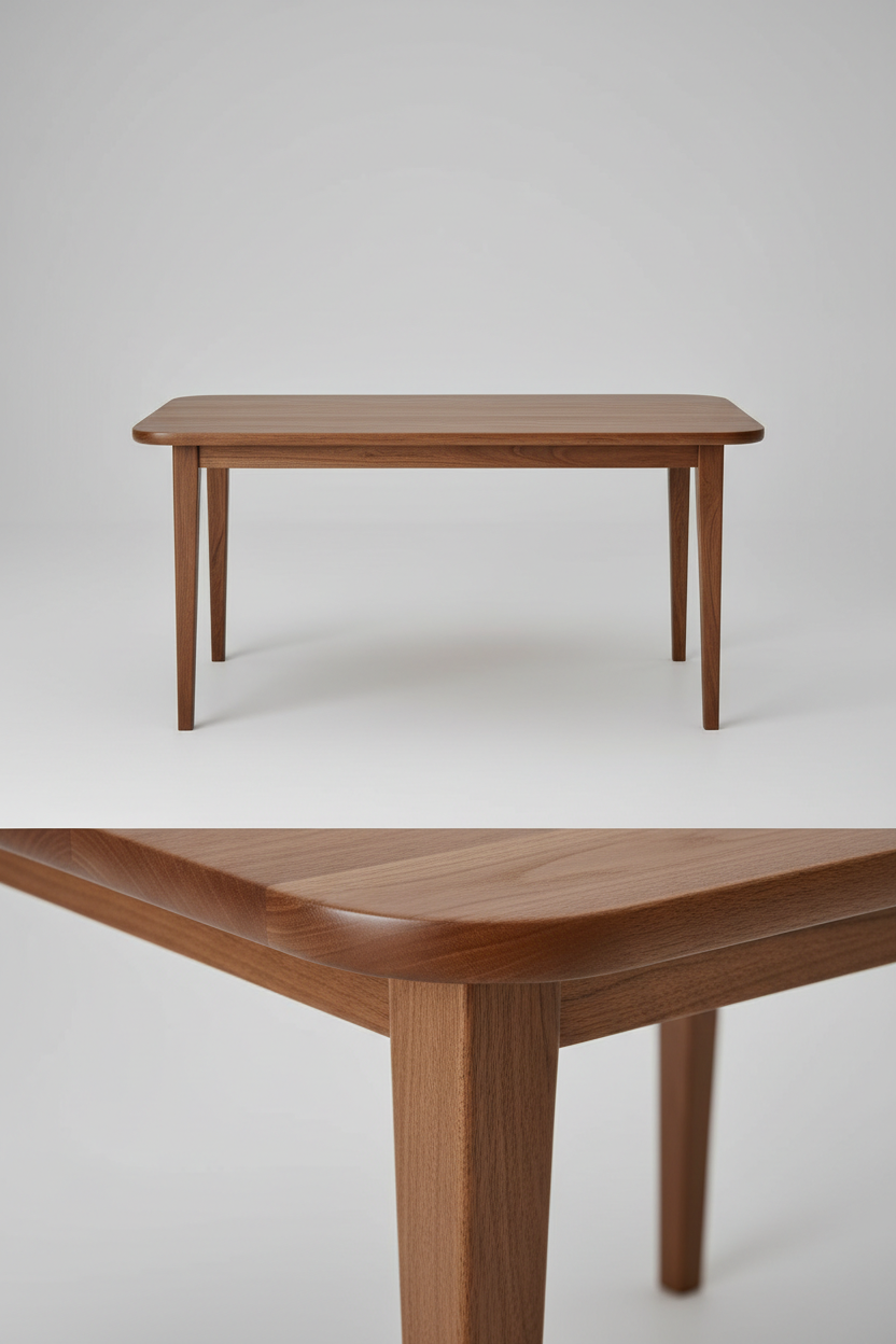 Rectangular Dining Table in Chestnut Brown — Material Close-up