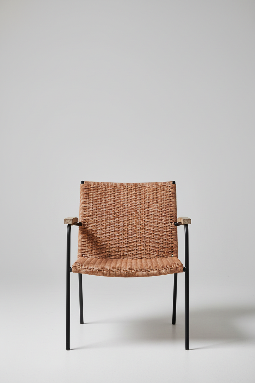 Woven Outdoor Chair in Warm Clay — Wide scene