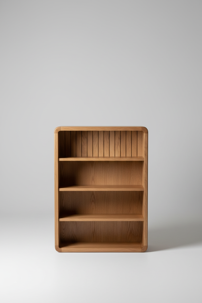 Vertical Wave Shelf in Desert Oak – Top view showing shelf surfaces