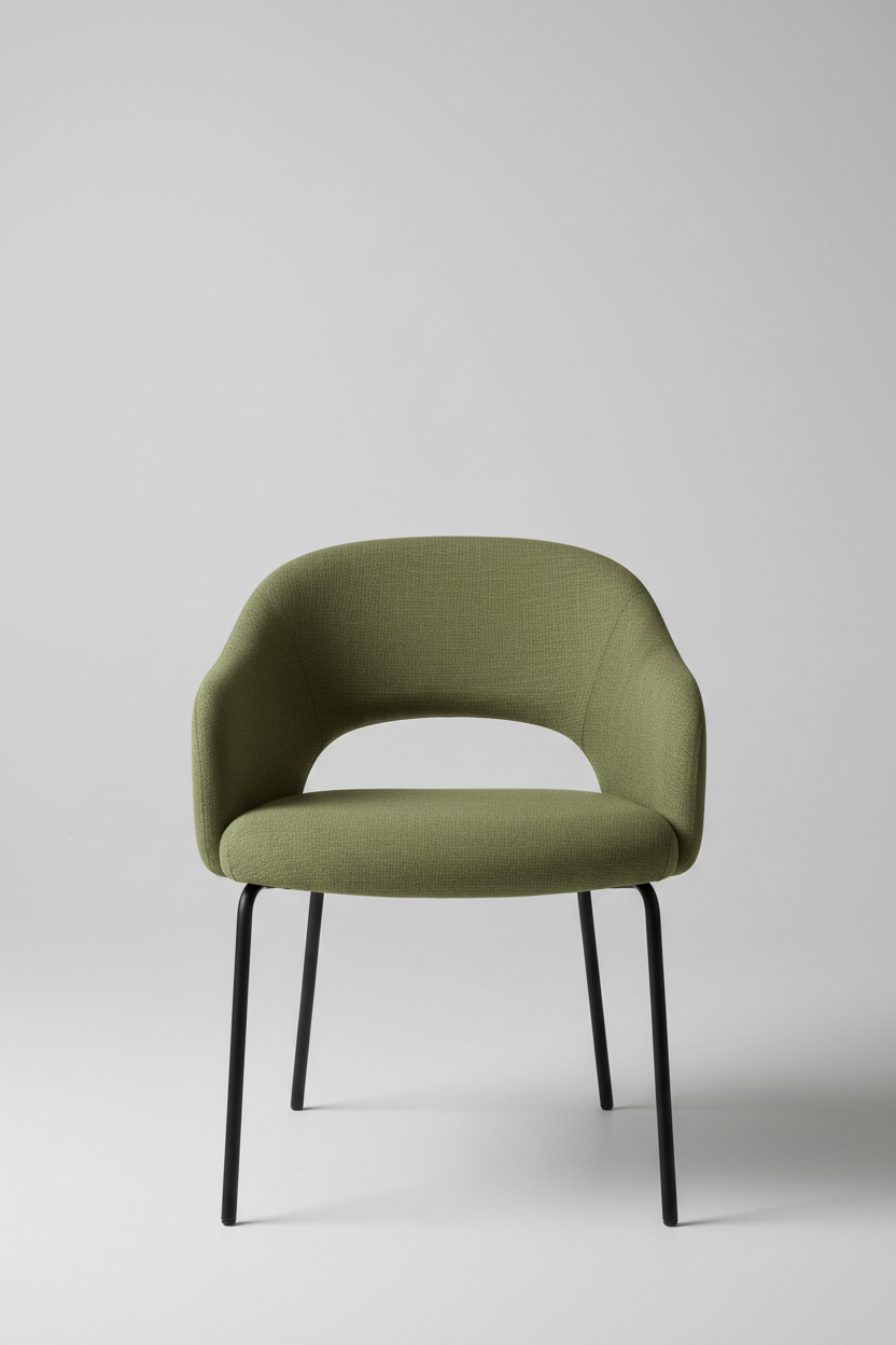 Sculpt Dining Chair in Olive Linen, top view