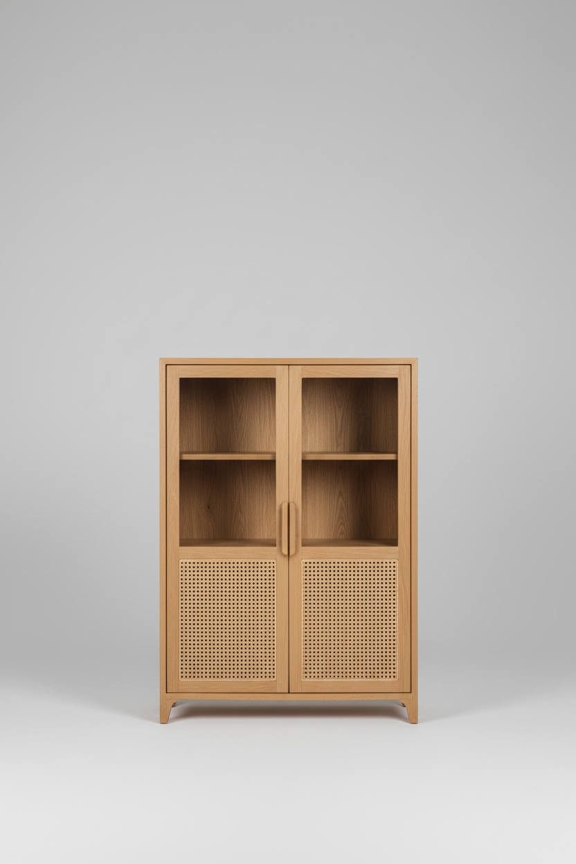 Nordic Display Cabinet in Light Oak – Front view