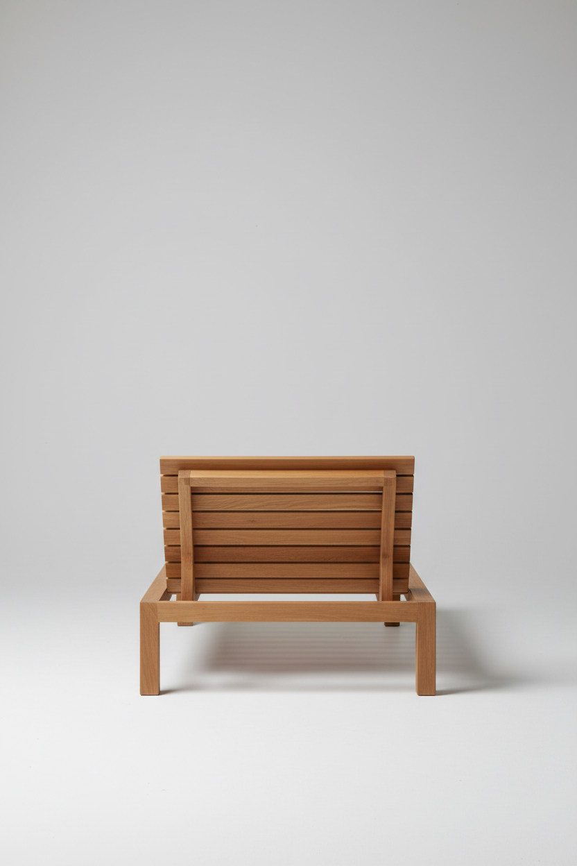 Double Wooden Lounge Base in Honey Oak — Back view