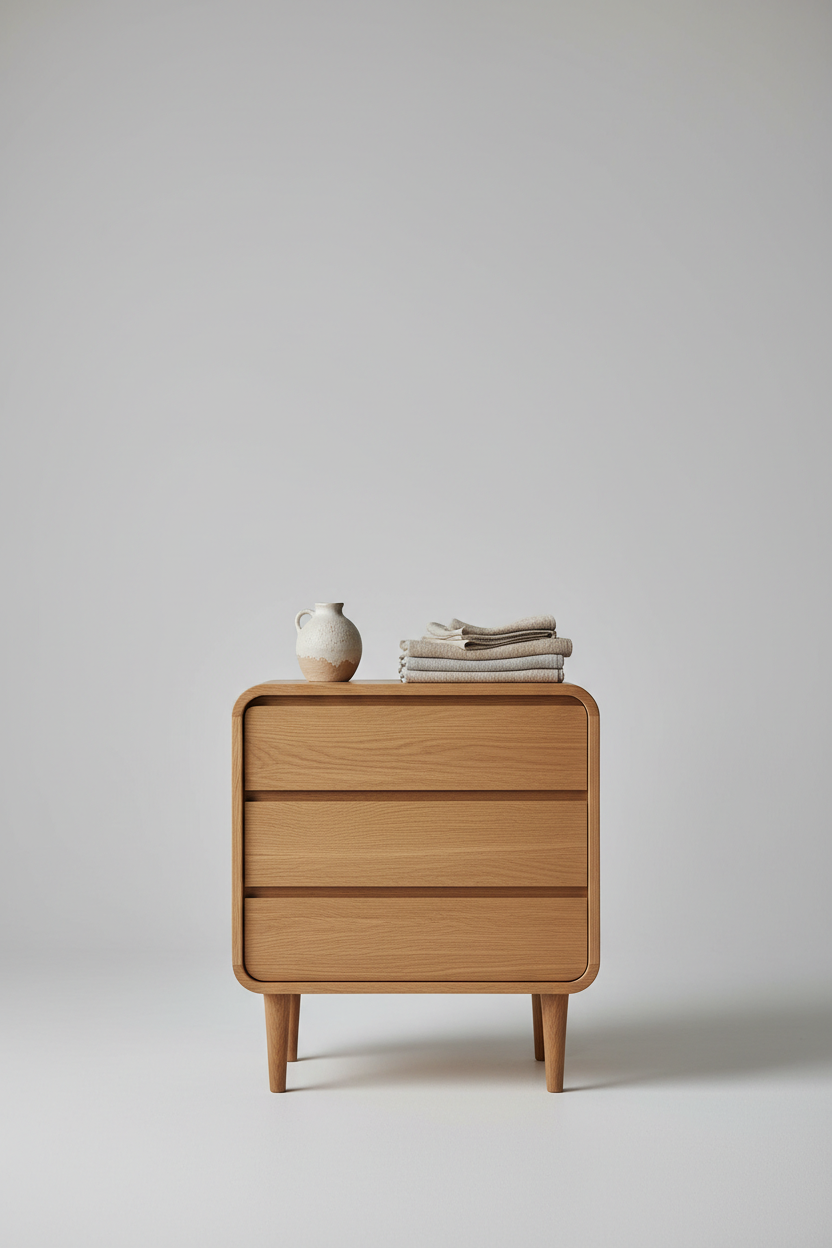 Oak Haven Cabinet in Natural Oak – Styled interior scene with Japandi decor