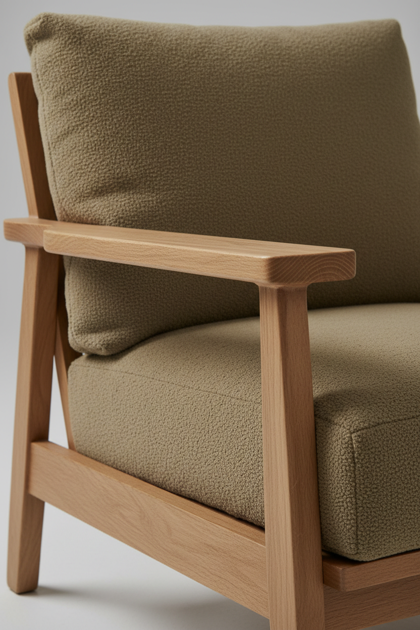 Wooden Armchair in Forest Taupe — Texture Shot