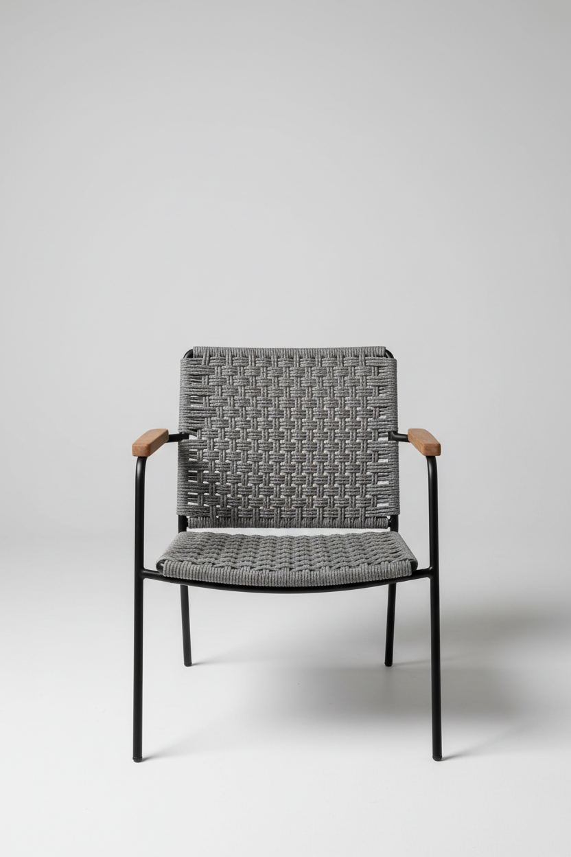 Woven Outdoor Chair in Pebble Grey — Top view
