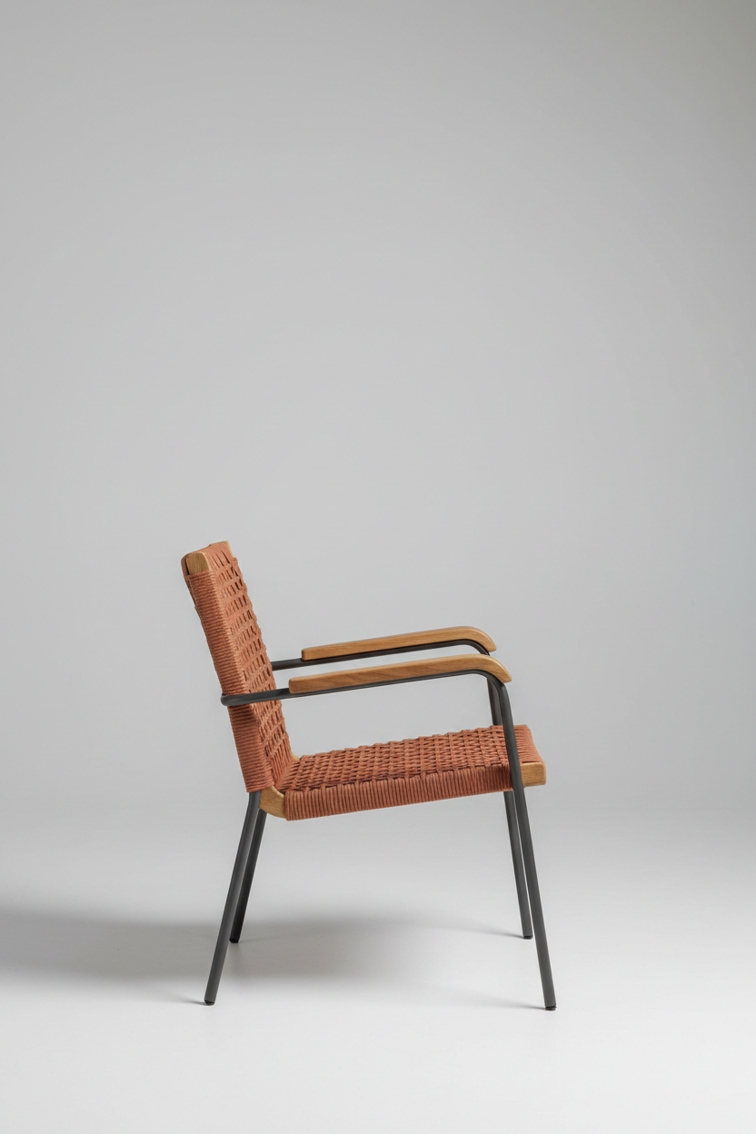 Woven Outdoor Chair in Warm Clay — Side view