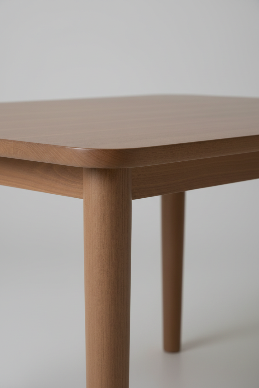 Rectangular Dining Table in Frosted Birch — Corner Detail