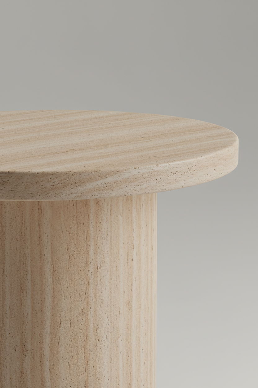 Side Accent Table in Sandstone — Corner Detail