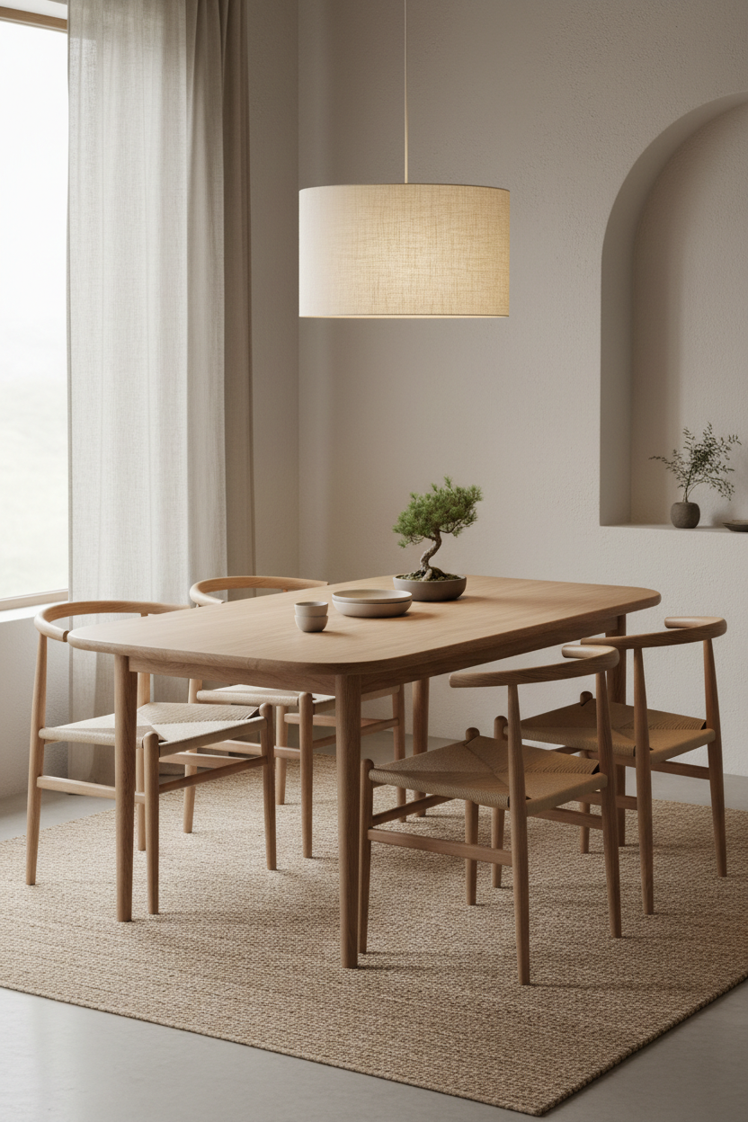Rectangular Dining Table in Frosted Birch — Styled Interior