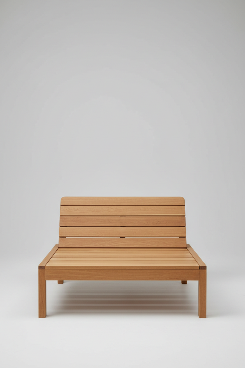 Double Wooden Lounge Base in Honey Oak — Side view