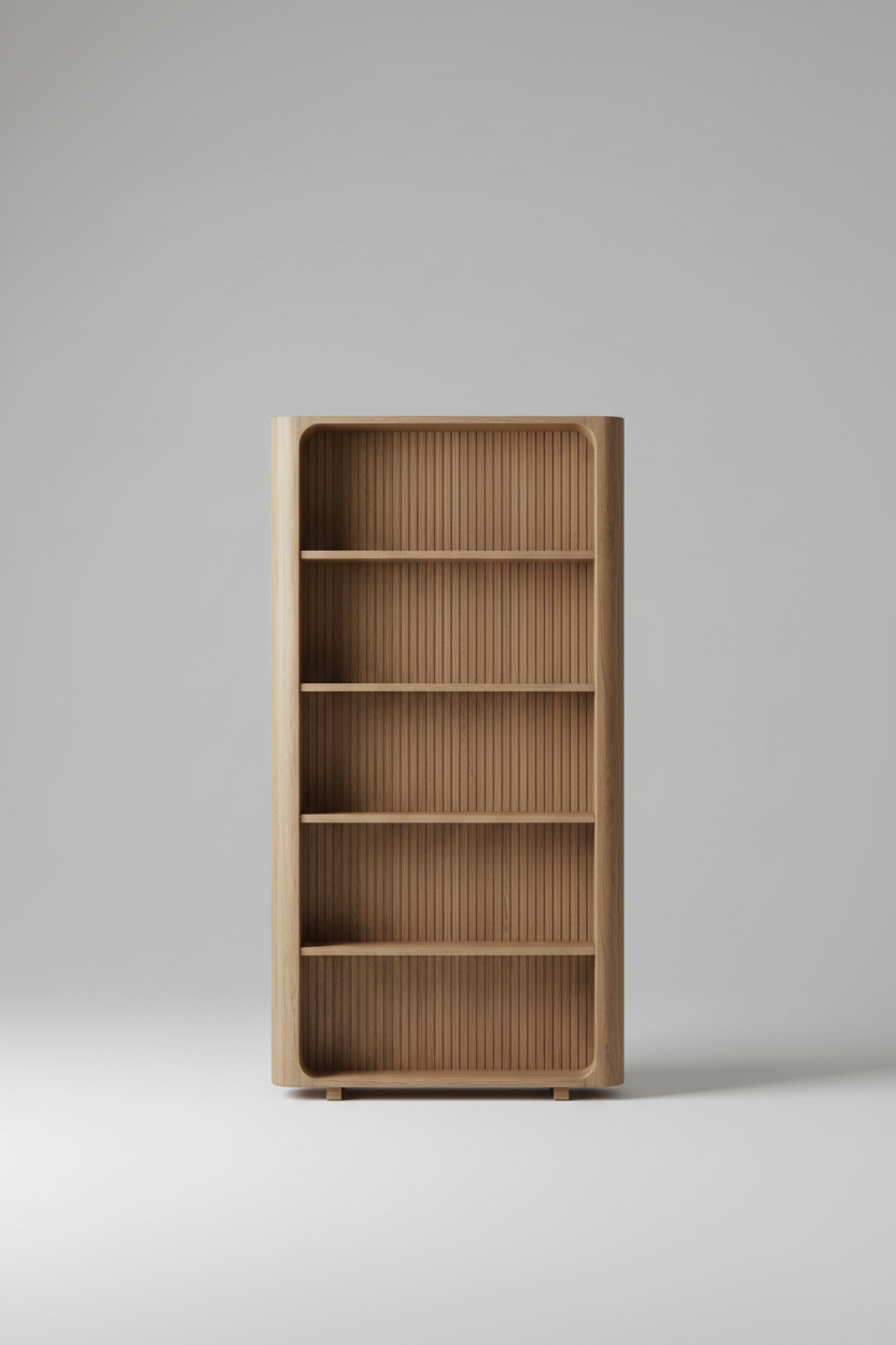 Vertical Wave Shelf in Desert Oak – Back view