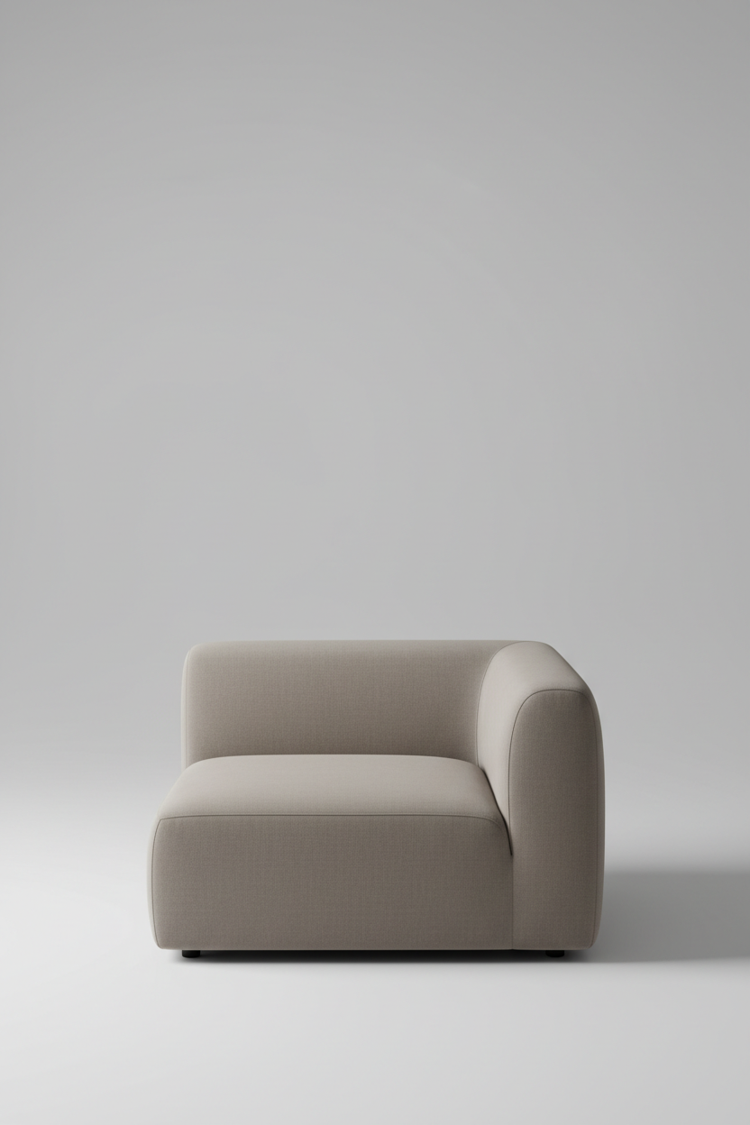 Modular Corner Seat in Mist Taupe fabric, top view