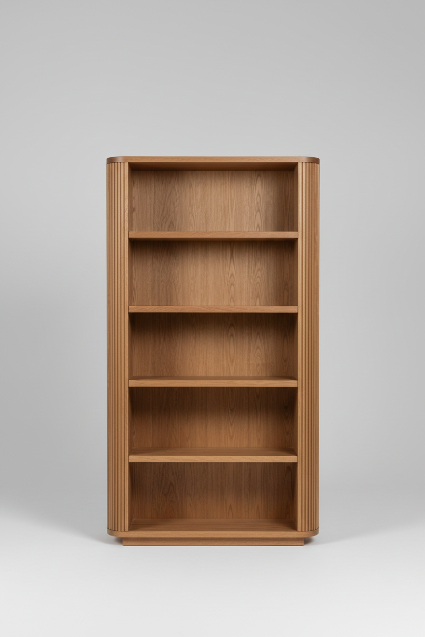 Vertical Wave Shelf in Desert Oak – Hero shot on light grey background