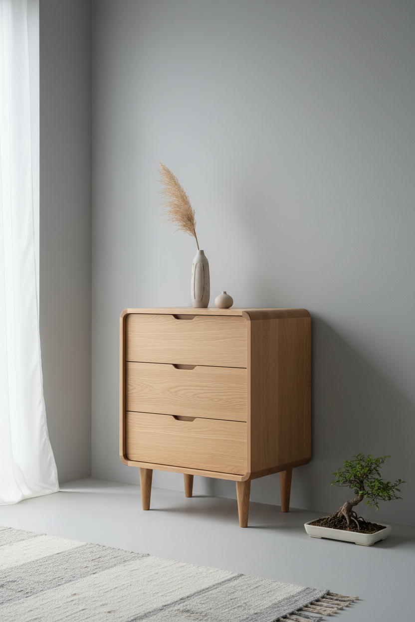 Oak Haven Cabinet in Natural Oak – Wide room scene