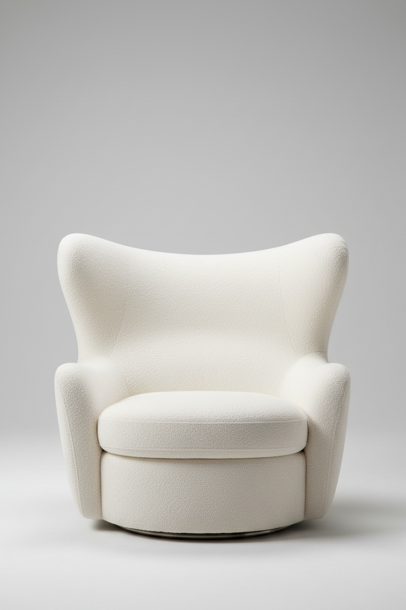 Wing Lounge Chair in Ivory Cream, top view
