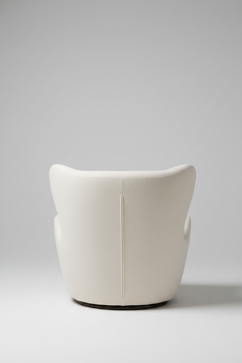 Wing Lounge Chair in Ivory Cream, back view