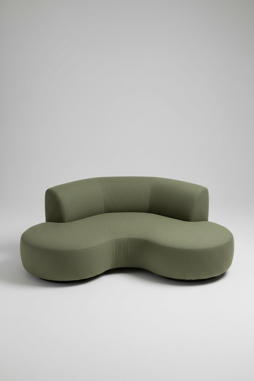 Modular Armless Seat Set in Olive Moss — Top view