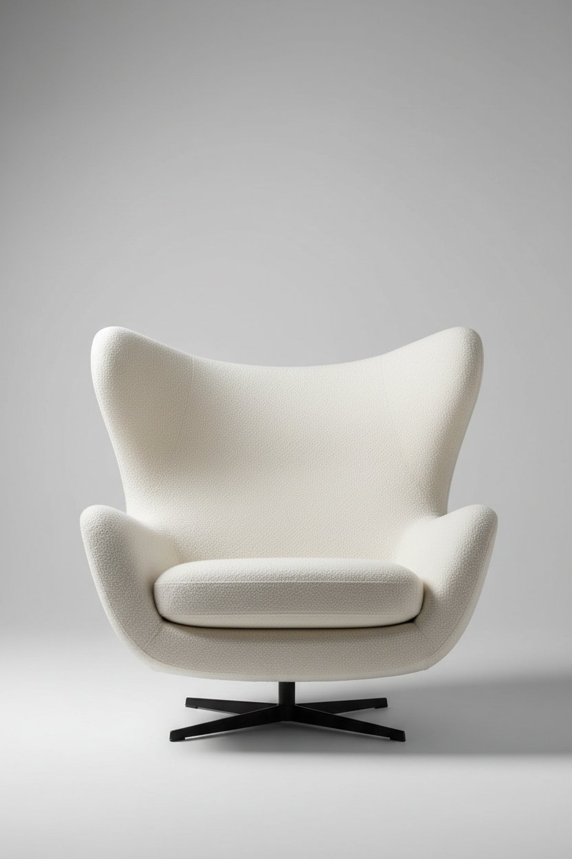 Wing Lounge Chair in Ivory Cream, premium editorial composition
