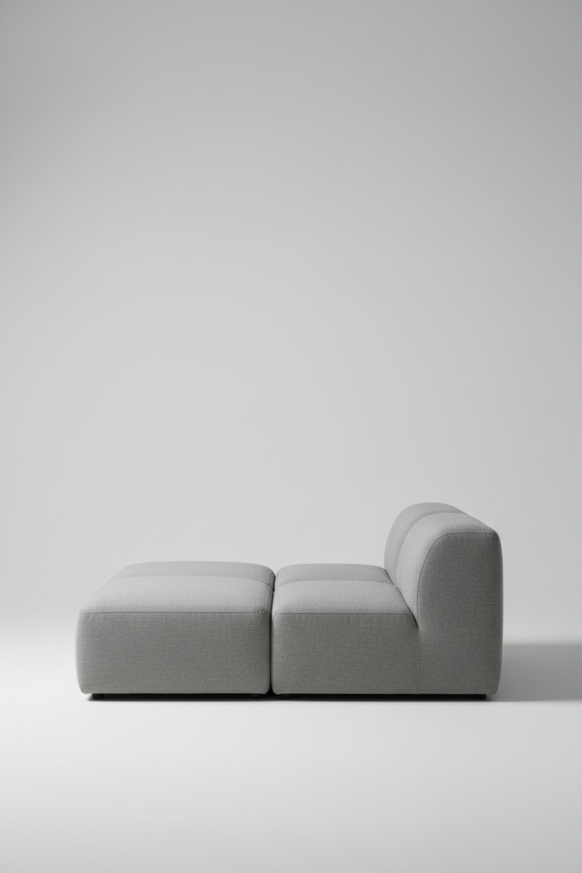 Modular Armless Seat Set in Stone Grey — Side view
